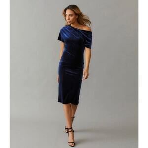 ME & THEE Sz 2 6 Blue Velvet Drop Shoulder Great Plains Dress NWT